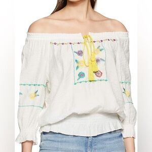 Lee Cooper Boho Embroidered Off-Shoulder Floral Blouse